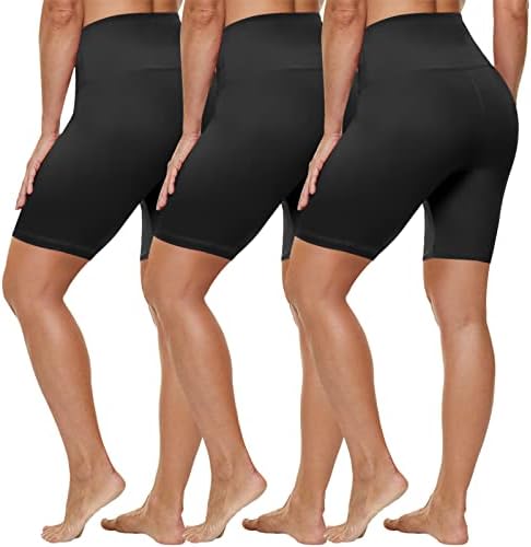 Дамски байкерские шорти HLTPRO 3 в опаковка (Reg & Plus Size) - Мазни Меки 8-инчов дамски къси панталони с висока