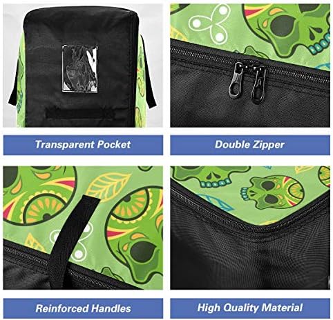 N/A Чанта за съхранение на дрехи Под Завивките - Голямата Голям Зелена Чанта-Органайзер с Черепа на Мълния, Декоративна