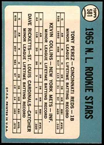 1965 Topps 581 Начинаещи NL Тони Перес / Кевин Колинс / Дейв Рикетс Синсинати / Ню Йорк / Сейнт Луис Редс/ Метс/Кардиналс