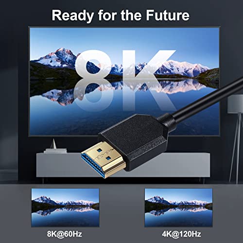 Кабел Qaoquda 8K HDMI, 4 метра Спирално удължител HDMI 2.1 мъж към мъж под ъгъл 90 Градуса, най-високата скорост