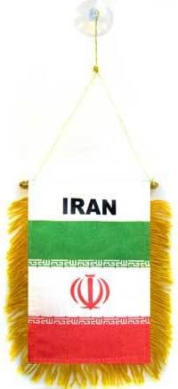 Мини-Банер в AZ FLAG Iran 6 x 4 - Ирано-Персийски вимпел 15 x 10 cm - Мини-Банери 4x6 инча, Закачалка за присоске