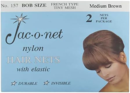 Мрежа за коса Жск-O-Net Френски тип, Фин Мрежест Боб / Малък Размер, Средно кафяво, 2 Мрежа в опаковка [1 опаковка]
