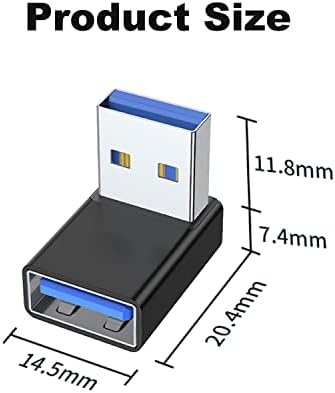 AreMe 90-Градусов USB 3.0 Адаптер 2 бр., удължителен кабел-конвертор USB A за мъжете и жените под ъгъл Нагоре за