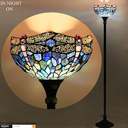 WERFACTORY под лампа Tiffany цвят на Морска вълна, Витражный Стъклена Лампа под формата на водни Кончета, 12X12X66