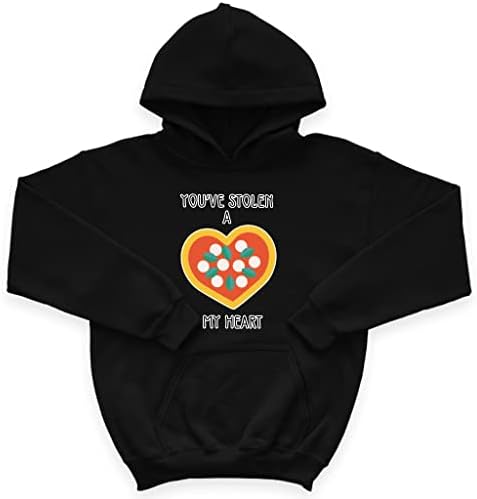 Детска hoody от порести руно с шарките на сърцето - Hoody за деца с пица - Романтичната hoody за деца